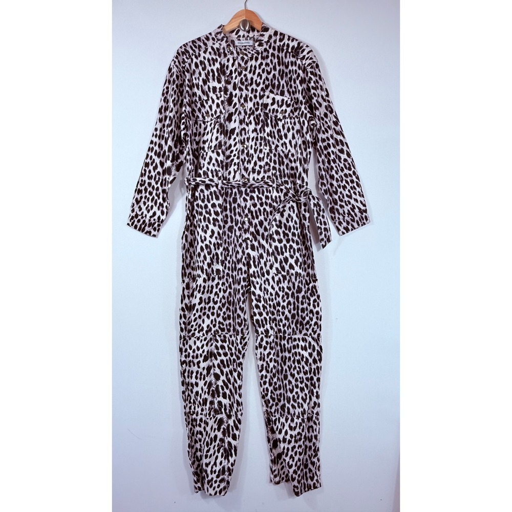 Overlover Jumpsuit Womens Medium White Black Leopard Utility Safari Edgy Rocker